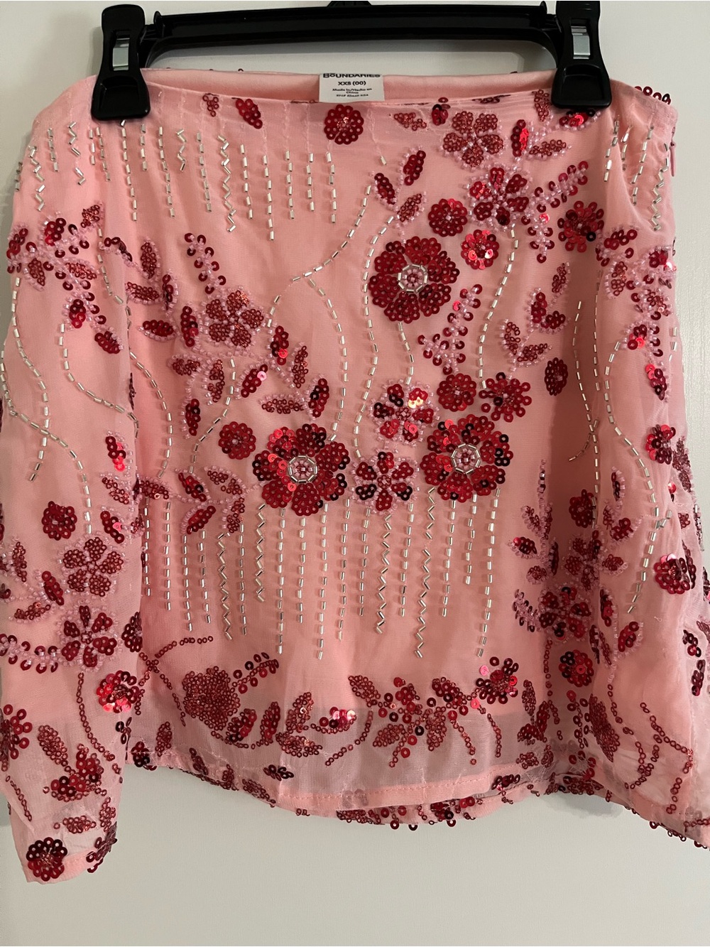 Beaded Floral Pink Women's Mini Skirt-